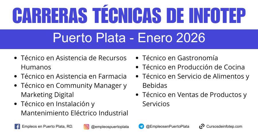 carreras técnicas de infotep puerto plata enero 2026